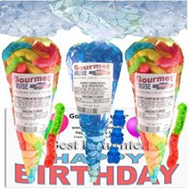 Miss You Happy Birthday Series Bright Sour Worms And Blue Raspberry Gummi Gummy Bears (NET WT 31 OZ), 1