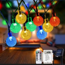 태양광 글로브 조명 7m(23피트) 50 LED 배터리 전원 방수 크리스탈 볼 스트링 리모컨 포함 정원 파티오 파티 뒷마당 결혼식 할로윈 크리스마스용 (웜 화이트), Multicolor