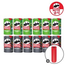 프링글스 양파맛 53g X 6개 + 프링글스 핫 앤 스파이시(매운맛) 53g X 6개 + 프링글스 트레이, 1세트