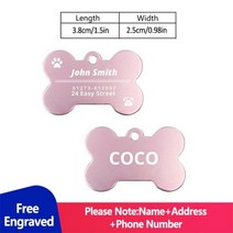 강아지네임택 개를 위한 맞춤형 주소 태그 Id 새겨진 목걸이 고양이 이름표 애완 동물, 05 pink dog tag