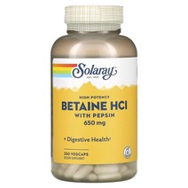 Solaray Betaine 미국 솔라레이 하이포텐시 베타인 HCl 650mg 펩신 250베지캡슐, 250정