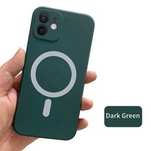 맥세이프 케이스 아이폰용 액체 실리콘 마그네틱 무선 충전 케이스 11 12 13 프로 맥스 미니 XS XR, 01 Dark Green