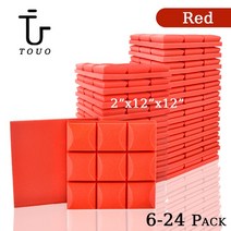 발전기방음박스 방음재 흡음재 사운드 흡수 폼 어쿠스틱 스폰지 스튜디오 방음 벽 6 개, 37.Red - Medium Density - 6 Pc