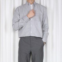 더셔츠스튜디오 루즈핏 믹스 체크 버튼다운 셔츠