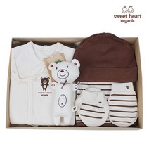 스윗하트오가닉 출산선물 오가닉 브라운곰 신생아 선물세트