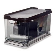IDesign The Sarah Tanno Collection 미디엄 스태킹 화장품 서랍 정리함 뚜껑 및 칸막이 포함 스모크/블랙, Smoke/Black