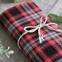 천팜 대폭 레드타탄체크 이중거즈 (단일색상)