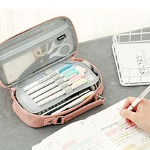 원지퍼 큰 수납 봉제 필통 고등 학생 중 예쁜 멀티 대 쇼핑몰 대용량 대형, 그레이, 본상품선택