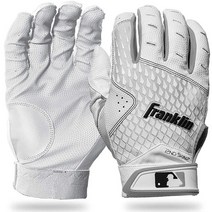 Franklin Sports MLB 배팅 장갑 - 2nd Skinz 성인용 야구 타격용 L 화이트 바이오더, Adult Large