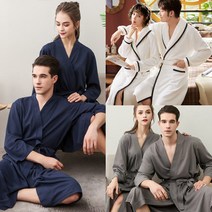 시원한 와플 사계절 여름 샤워가운 커플 목욕가운 호텔 사우나 바스로브 잠옷, 3XL, 화이트, 1개