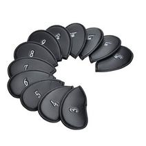 모드시 12개세트 아이언커버 골프 헤드 드라이버 커버, 블랙 12p세트