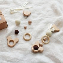 와이엠마마 유모차모빌 만들기 태교 DIY 우드모빌, C우드코끼리 더블브라운