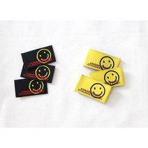 릴리패브릭 3개-양접이라벨) 블랙&옐로우스마일(2컬러) - 직조라벨, 블랙바탕