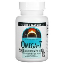 Source Naturals 오메가-7 씨벅톤 열매 오일 60 베지 소프트겔 산자나무