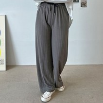 기타 반즈 여성 스트라이프 팬츠 와이드 바지 밴딩