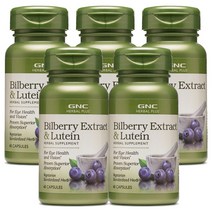 GNC 미국 지앤씨 5병 Bilberry Extract Lutein 60 Capsules 빌베리 루테인 60정
