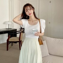 코코블랑 빅퍼프 슬림 골지 티셔츠