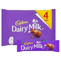 미국직구 영국 수입 Cadbury 유제품 밀크 초콜릿 캔디 바 팩 유리로 만든 크리미 밀크 초콜릿 & 공정무역 코코아로 만든 신선한 우유 반 개가 영국 캔디 바, 상세참조, 수량