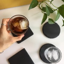스톤 컵받침대 컵받침 돌 코스터 4P세트 티코스터, 원형 4P세트