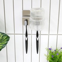 [메이앤홈] 강력접착 3M 스텐 칫솔꽂이 면도기걸이 욕실정리용품, 칫솔&양치컵걸이, 1개