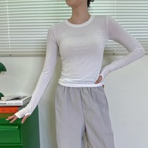 오채(5ch) 국내생산 여성 슬림핏 스판 워머 라운드티