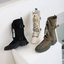 소가죽 캔버스화 어글리 벨크로 부츠 워커 3cm