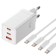 TOOCKI GaN PD 67W PPS 초고속 3포트 멀티충전기 어댑터 + CtoC PD 100W 초고속충전케이블 2p, 화이트