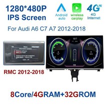 차량용 멀티미디어 스테레오 라디오 플레이어 아우디 A6 C7 A7 2012-2018 자동 모니터 카플레이 4G LTE GPS 네비게이션 터치 스크린 9 인치, HNR 4G 32G