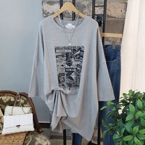 상상그이상 여성용 국내제작 4XL 원피스 겸 박스티 빅사이즈 롱티셔츠 부드러운 촉감좋은 레깅스와 잘 어울리는 체형커버 유니크한 프린팅 포인트 집앞 마실룩 코디추천