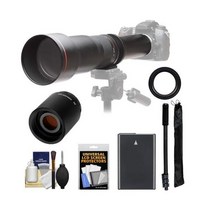 정품 비비타 650 1300mm f8 16 망원 렌즈 2X 텔레컨버터(=2600mm) EN EL14 배터리 D3300 D3400 D5300 D5500 D5600 카메라용 모노포드