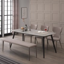 [로드퍼니처] 돌체 세라믹 식탁세트 /4인용/6인용, 1800사이즈-6인 벤치식탁세트(일반3+벤치1)