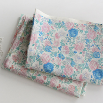 대폭 면 60수 아사 로잘린 로즈플라워 천 원단(2컬러), 핑크블루