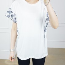 빅사이즈 여름 리프 시원한 가오리핏 반팔 스판 티셔츠 66-100