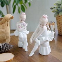 발레하는소녀 딸방 장식인형 2set 인테리어조각상 야드로도자기 촬영용소품 피겨린