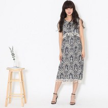화이트테슬 페이즐리 휴양지 원피스 편안한 각선미커버 모임 휴향지룩