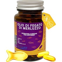 Algilife Algilife Cod 간유 | DHA EPA 오메가 3 및 비타민 A D 및 E가 풍부한 식품 보충제 및 심장 뇌 뼈 및 압력의 웰니스 (60 정 1-, 4개