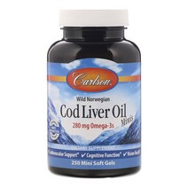 Carlson Labs Wild Norwegian Cod Liver Oil Minis 250 Mini Soft Gels, 상세설명참조