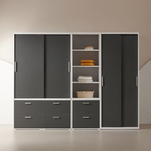 공간사이 커스티 2600 슬라이딩 옷장 세트, 그레이 JL1022