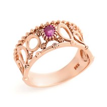 [비앤비골드] 14K 루비 로렛트 원형 밴드 볼드 반지 SRS35786