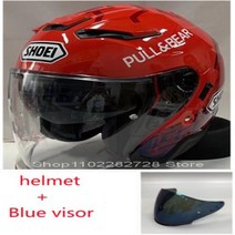 오토바이헬멧 신제품 오픈 페이스 쇼에이 J크루즈 II 마르케즈 6 오토바이 헬멧 모토 크로스 레이싱, Blue visor+L