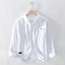 남자 캐주얼 순면 심플 화이트 셔츠