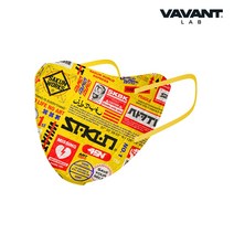 바반트 새부리형 컬러 패턴 패션마스크 익스프레스옐로우 대형 30매