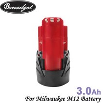 밀워키배터리 호환용 Bonadget 무선 공구용 충전식 배터리 밀워키 M12 XC용 48-11-2402 MIL-12A-LI 12V, 01 1 pack-30Ah