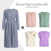 [2종세트]23`봄 여성 조끼ONE 원피스ONE 코디상품