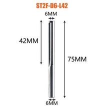 Dreanique-3.175mm 4mm 6mm 8mm 2 플루트 텅텐 카바이 엔밀 CNC 라터 비트 트이트 슬롯 밀링 커터, ST2F-D6.0-L42
