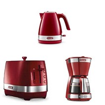 [세트 구매] 델롱기(DeLonghi) 전기 케틀 액티브 시리즈 1.0L KBLA1200J-R & 액티브 시리즈 팝업 토스터 레드 CTLA2003J-R & 드립 커피 메이커 레드 액티브 시리즈 [5잔용] ICM12011J-R