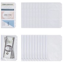 지퍼바인더 6공 a56공 다이어리 업무수첩 노트 A6 바인더 포켓 카드 및 지퍼 현금 봉투 6 개 링 지갑 플, 01 A6- Clear 12pcs