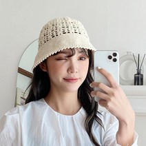 데일리 플라워 니트 짜임 벙거지 숏 버킷햇 모자 봄 여름 가을