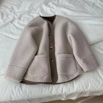 여성용 후리스 점퍼 라운드넥 코트 데일리 뽀글이 자켓