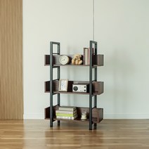 제련공단 철제책장 800 3단(사각) 진열장 책꽂이, J03_블랙프레임:월넛(CO)